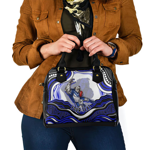 Personalized Canterbury Bankstown Bulldogs Shoulder Handbag Aboriginal Dot Art - Dreamtime Rugby Mascot