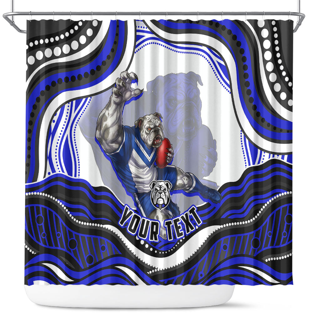 Personalized Canterbury Bankstown Bulldogs Shower Curtain Aboriginal Dot Art - Dreamtime Rugby Mascot