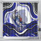 Personalized Canterbury Bankstown Bulldogs Shower Curtain Aboriginal Dot Art - Dreamtime Rugby Mascot