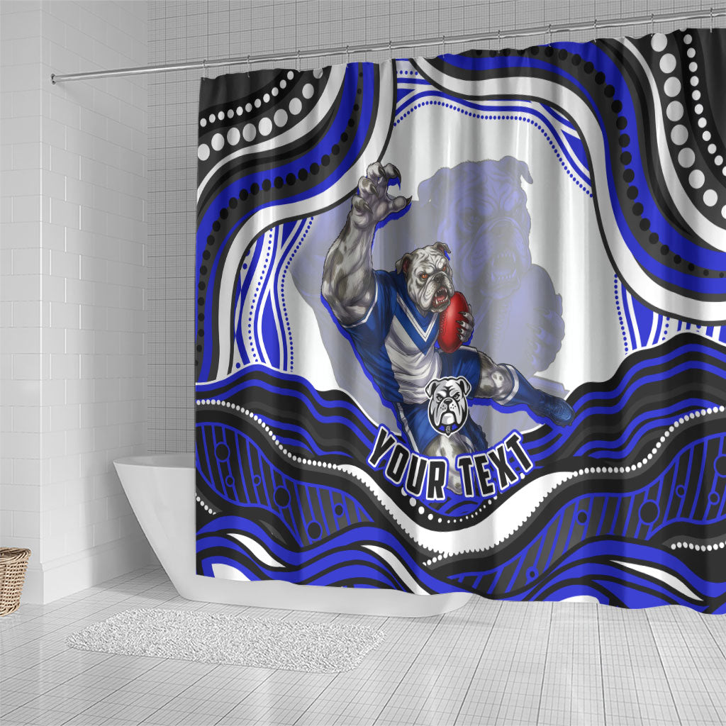 Personalized Canterbury Bankstown Bulldogs Shower Curtain Aboriginal Dot Art - Dreamtime Rugby Mascot