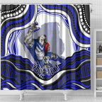 Personalized Canterbury Bankstown Bulldogs Shower Curtain Aboriginal Dot Art - Dreamtime Rugby Mascot