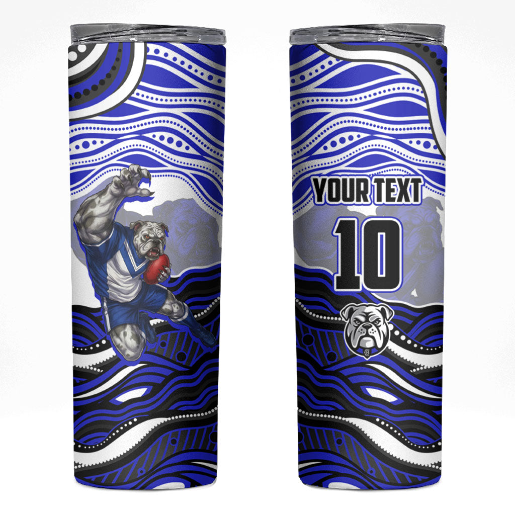 Personalized Canterbury Bankstown Bulldogs Skinny Tumbler Aboriginal Dot Art - Dreamtime Rugby Mascot