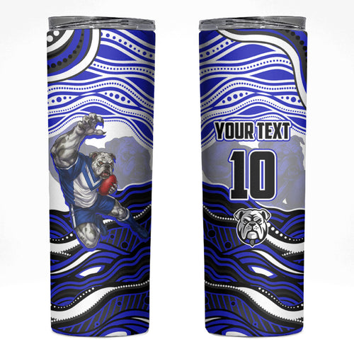 Personalized Canterbury Bankstown Bulldogs Skinny Tumbler Aboriginal Dot Art - Dreamtime Rugby Mascot