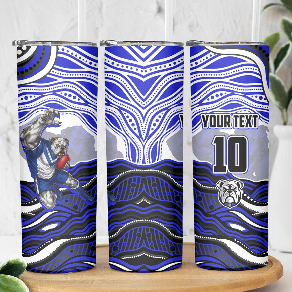 Personalized Canterbury Bankstown Bulldogs Skinny Tumbler Aboriginal Dot Art - Dreamtime Rugby Mascot