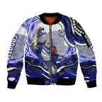 Personalized Canterbury Bankstown Bulldogs Sleeve Zip Bomber Jacket Aboriginal Dot Art - Dreamtime Rugby Mascot