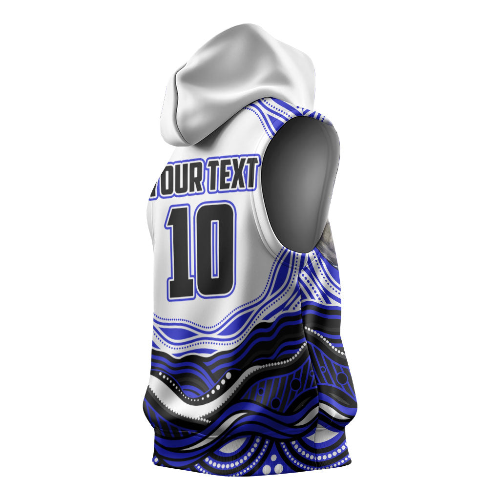 Personalized Canterbury Bankstown Bulldogs Sleeveless Hoodie Aboriginal Dot Art - Dreamtime Rugby Mascot