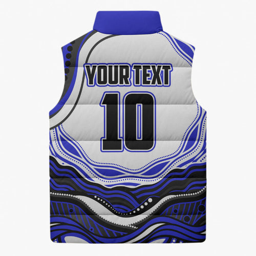 Personalized Canterbury Bankstown Bulldogs Sleeveless Puffer Jacket Aboriginal Dot Art - Dreamtime Rugby Mascot