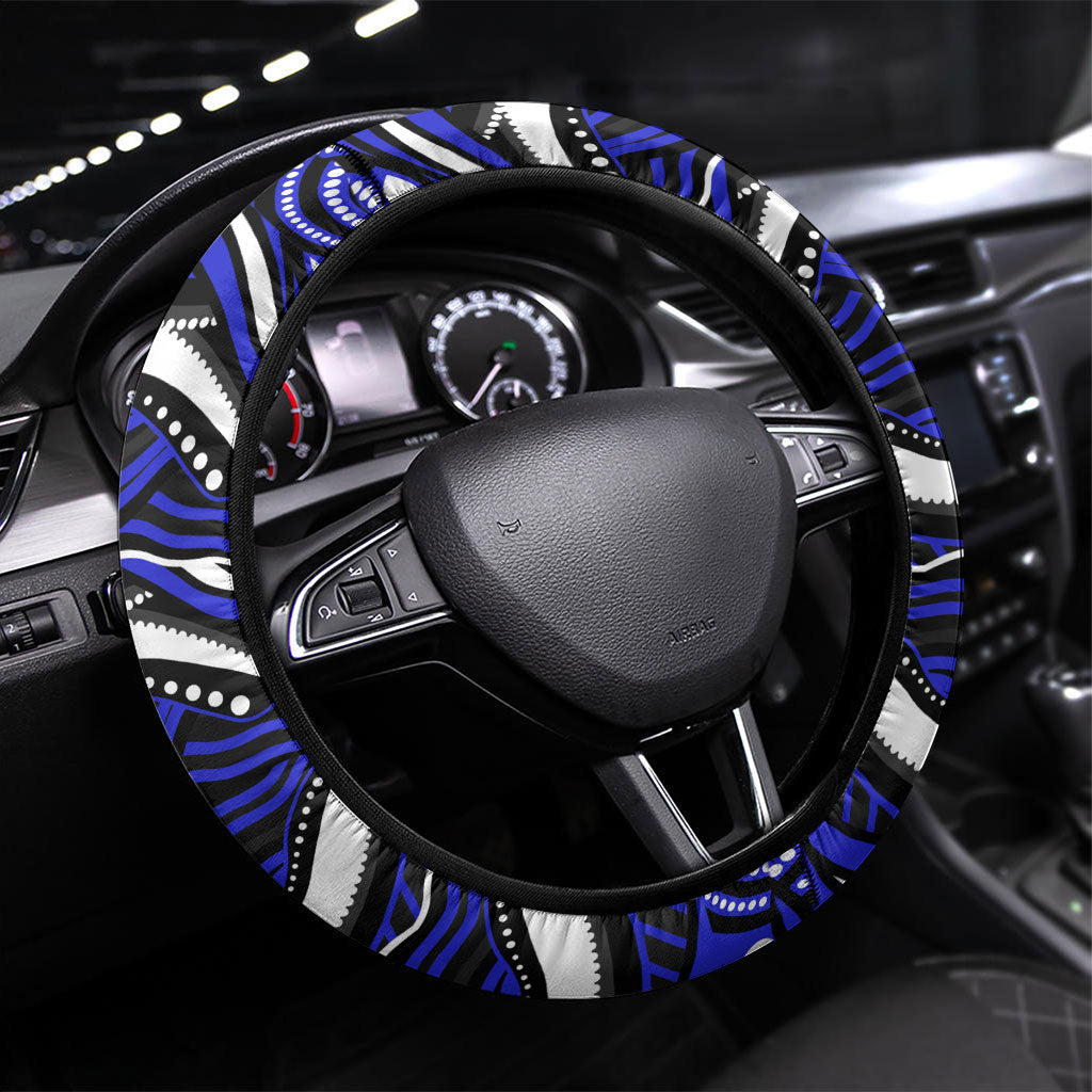 Canterbury Bankstown Bulldogs Steering Wheel Cover Aboriginal Dot Art - Dreamtime Rugby Mascot