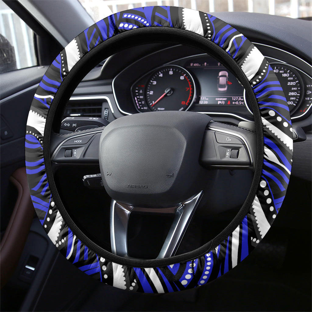 Canterbury Bankstown Bulldogs Steering Wheel Cover Aboriginal Dot Art - Dreamtime Rugby Mascot