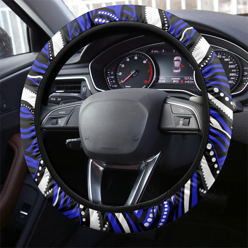 Canterbury Bankstown Bulldogs Steering Wheel Cover Aboriginal Dot Art - Dreamtime Rugby Mascot