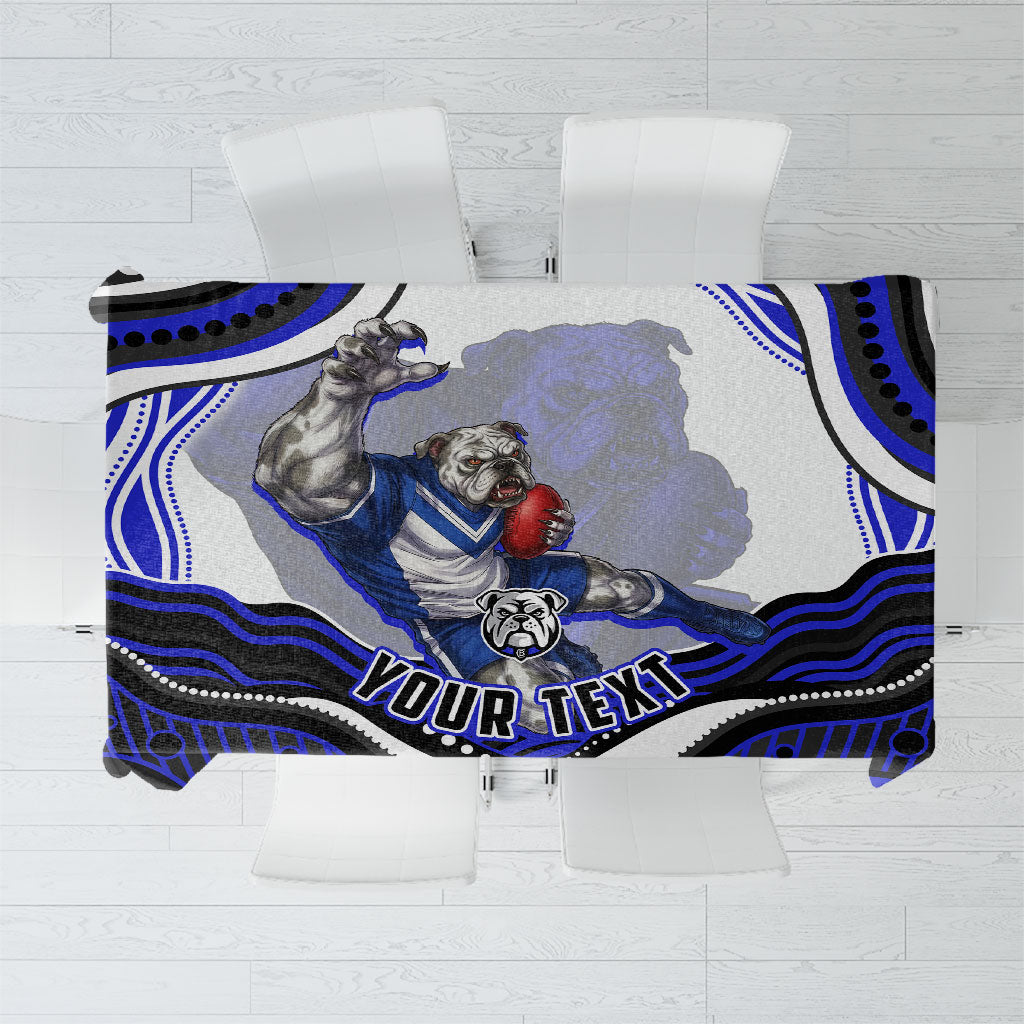 Personalized Canterbury Bankstown Bulldogs Tablecloth Aboriginal Dot Art - Dreamtime Rugby Mascot