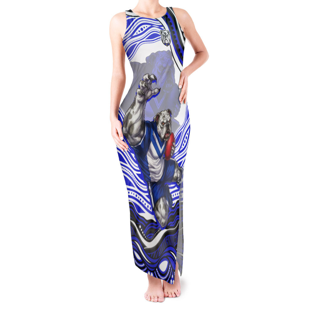 Personalized Canterbury Bankstown Bulldogs Tank Maxi Dress Aboriginal Dot Art - Dreamtime Rugby Mascot