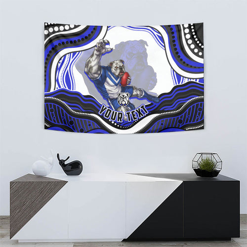 Personalized Canterbury Bankstown Bulldogs Tapestry Aboriginal Dot Art - Dreamtime Rugby Mascot
