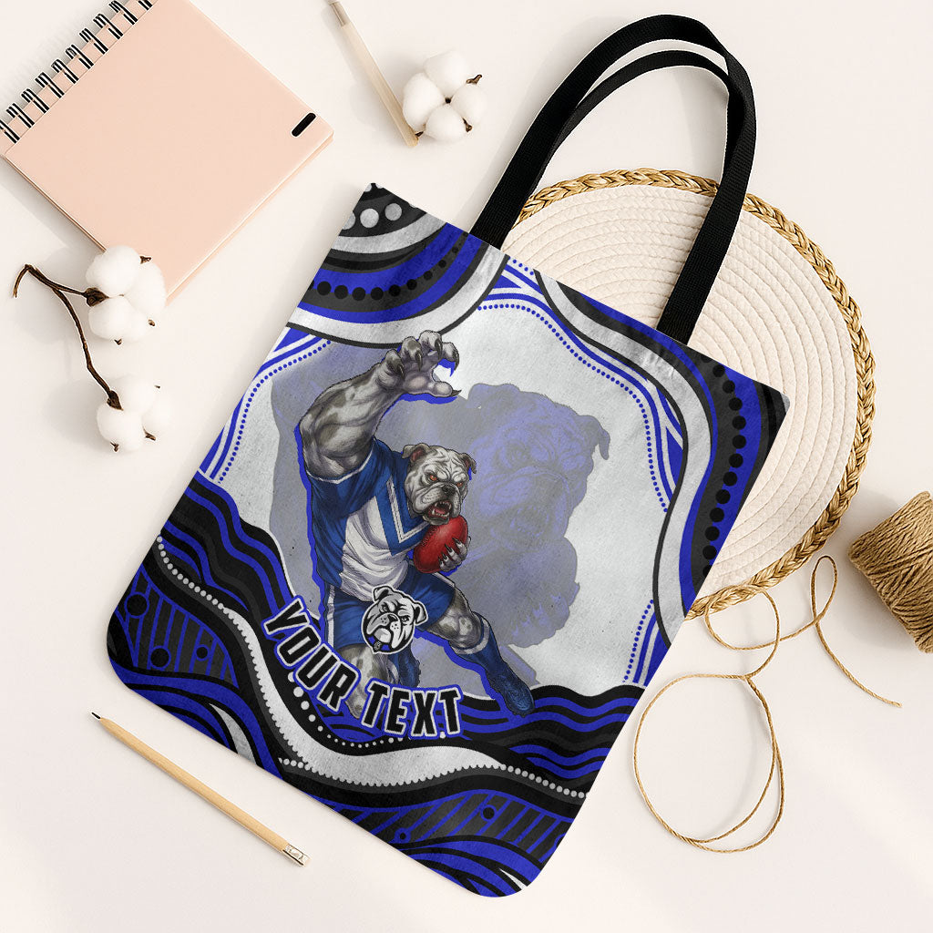Personalized Canterbury Bankstown Bulldogs Tote Bag Aboriginal Dot Art - Dreamtime Rugby Mascot