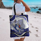 Personalized Canterbury Bankstown Bulldogs Tote Bag Aboriginal Dot Art - Dreamtime Rugby Mascot
