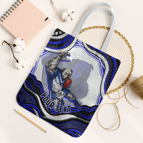Personalized Canterbury Bankstown Bulldogs Tote Bag Aboriginal Dot Art - Dreamtime Rugby Mascot