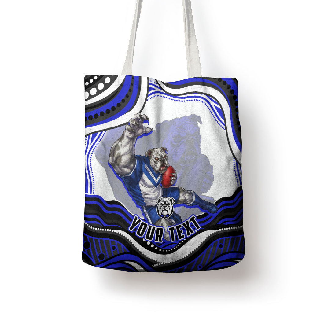 Personalized Canterbury Bankstown Bulldogs Tote Bag Aboriginal Dot Art - Dreamtime Rugby Mascot
