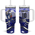 Personalized Canterbury Bankstown Bulldogs Tumbler With Handle Aboriginal Dot Art - Dreamtime Rugby Mascot