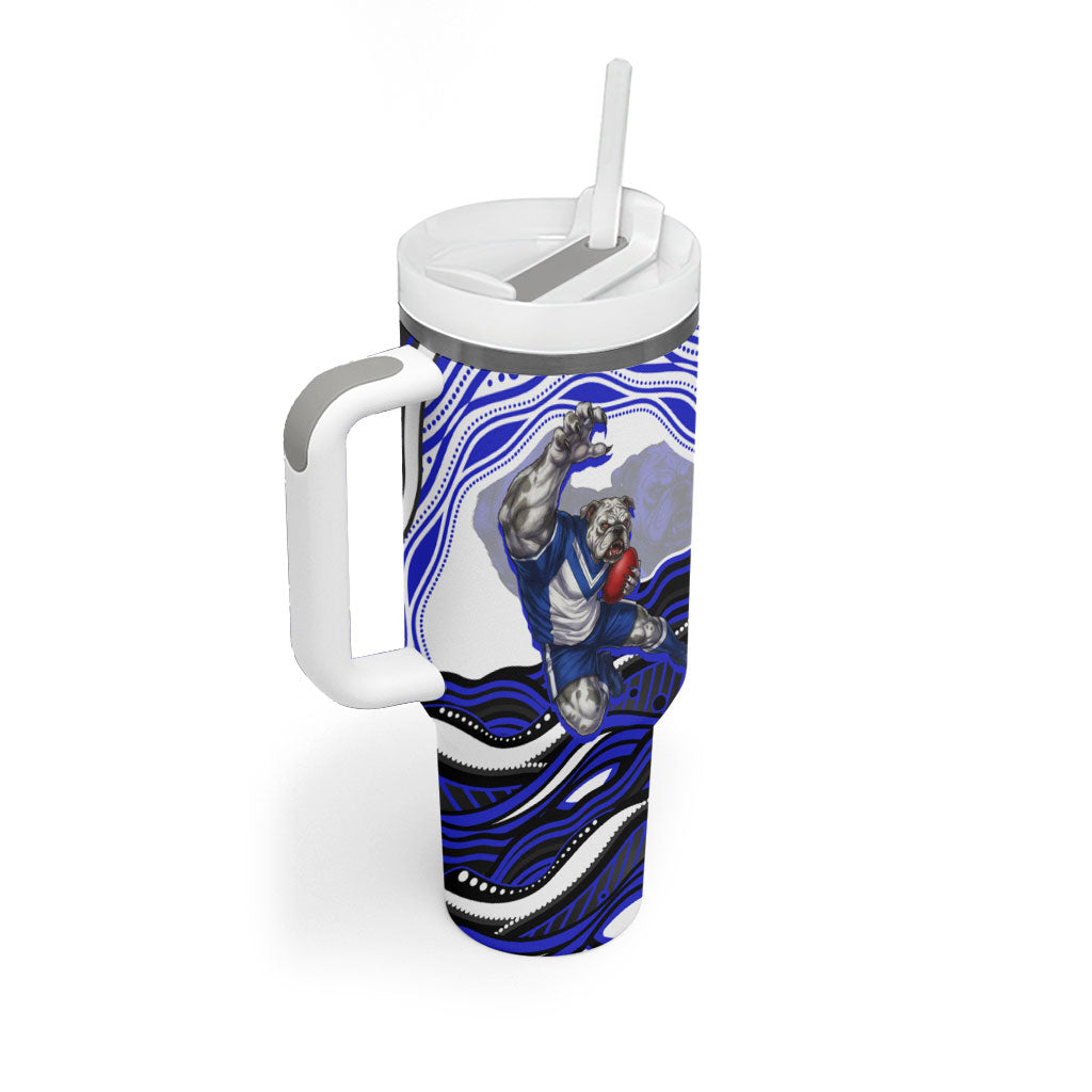 Personalized Canterbury Bankstown Bulldogs Tumbler With Handle Aboriginal Dot Art - Dreamtime Rugby Mascot