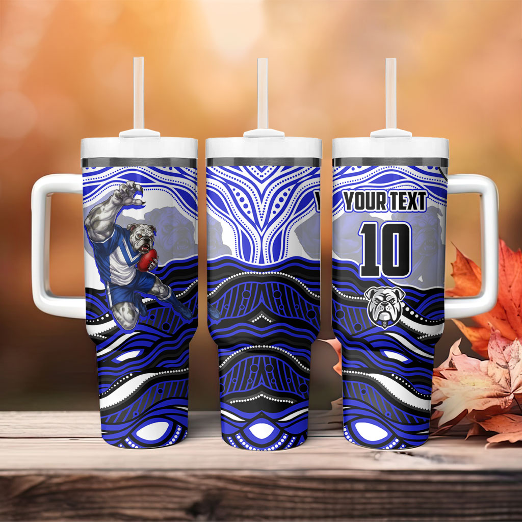 Personalized Canterbury Bankstown Bulldogs Tumbler With Handle Aboriginal Dot Art - Dreamtime Rugby Mascot