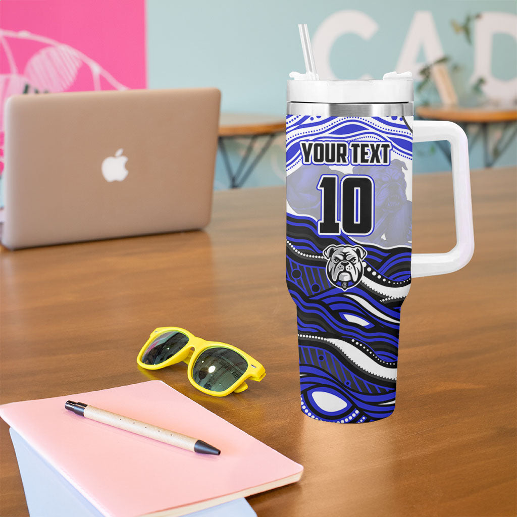 Personalized Canterbury Bankstown Bulldogs Tumbler With Handle Aboriginal Dot Art - Dreamtime Rugby Mascot
