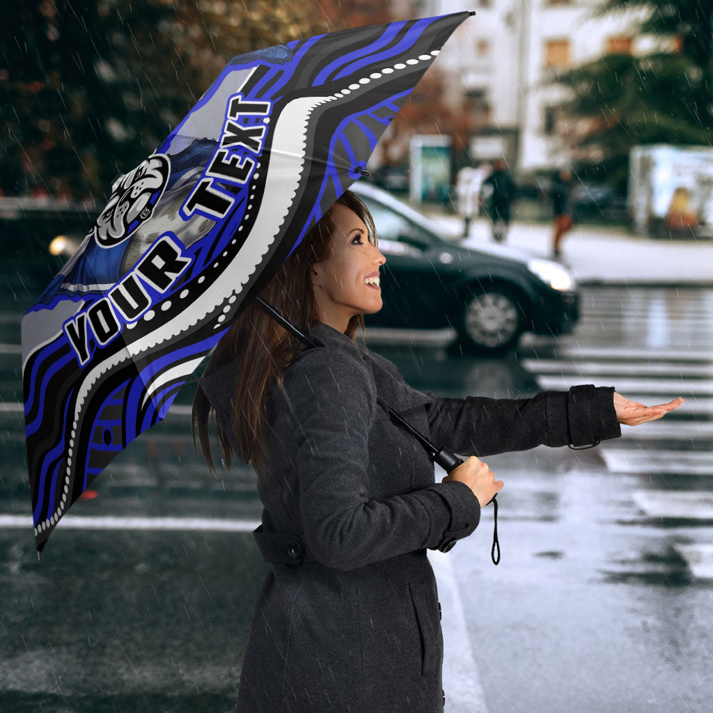 Personalized Canterbury Bankstown Bulldogs Umbrella Aboriginal Dot Art - Dreamtime Rugby Mascot