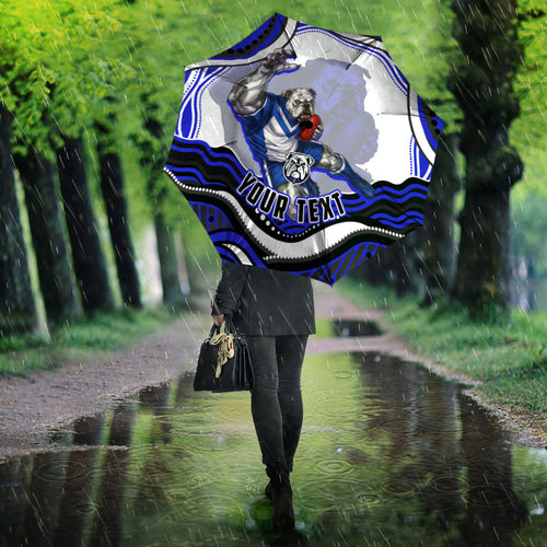 Personalized Canterbury Bankstown Bulldogs Umbrella Aboriginal Dot Art - Dreamtime Rugby Mascot