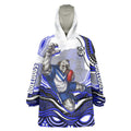 Personalized Canterbury Bankstown Bulldogs Wearable Blanket Hoodie Aboriginal Dot Art - Dreamtime Rugby Mascot