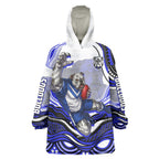 Personalized Canterbury Bankstown Bulldogs Wearable Blanket Hoodie Aboriginal Dot Art - Dreamtime Rugby Mascot