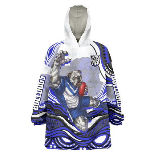 Personalized Canterbury Bankstown Bulldogs Wearable Blanket Hoodie Aboriginal Dot Art - Dreamtime Rugby Mascot