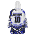 Personalized Canterbury Bankstown Bulldogs Wearable Blanket Hoodie Aboriginal Dot Art - Dreamtime Rugby Mascot