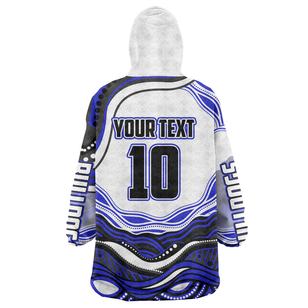 Personalized Canterbury Bankstown Bulldogs Wearable Blanket Hoodie Aboriginal Dot Art - Dreamtime Rugby Mascot