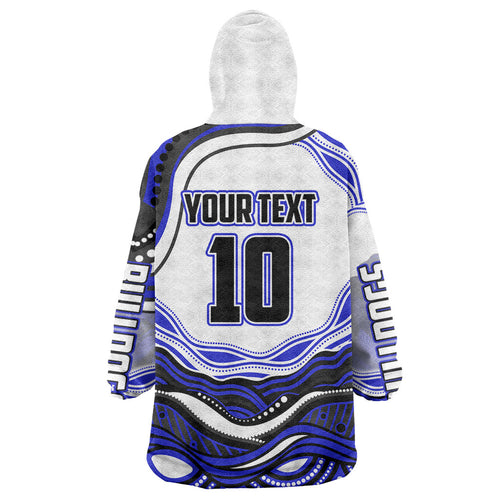 Personalized Canterbury Bankstown Bulldogs Wearable Blanket Hoodie Aboriginal Dot Art - Dreamtime Rugby Mascot