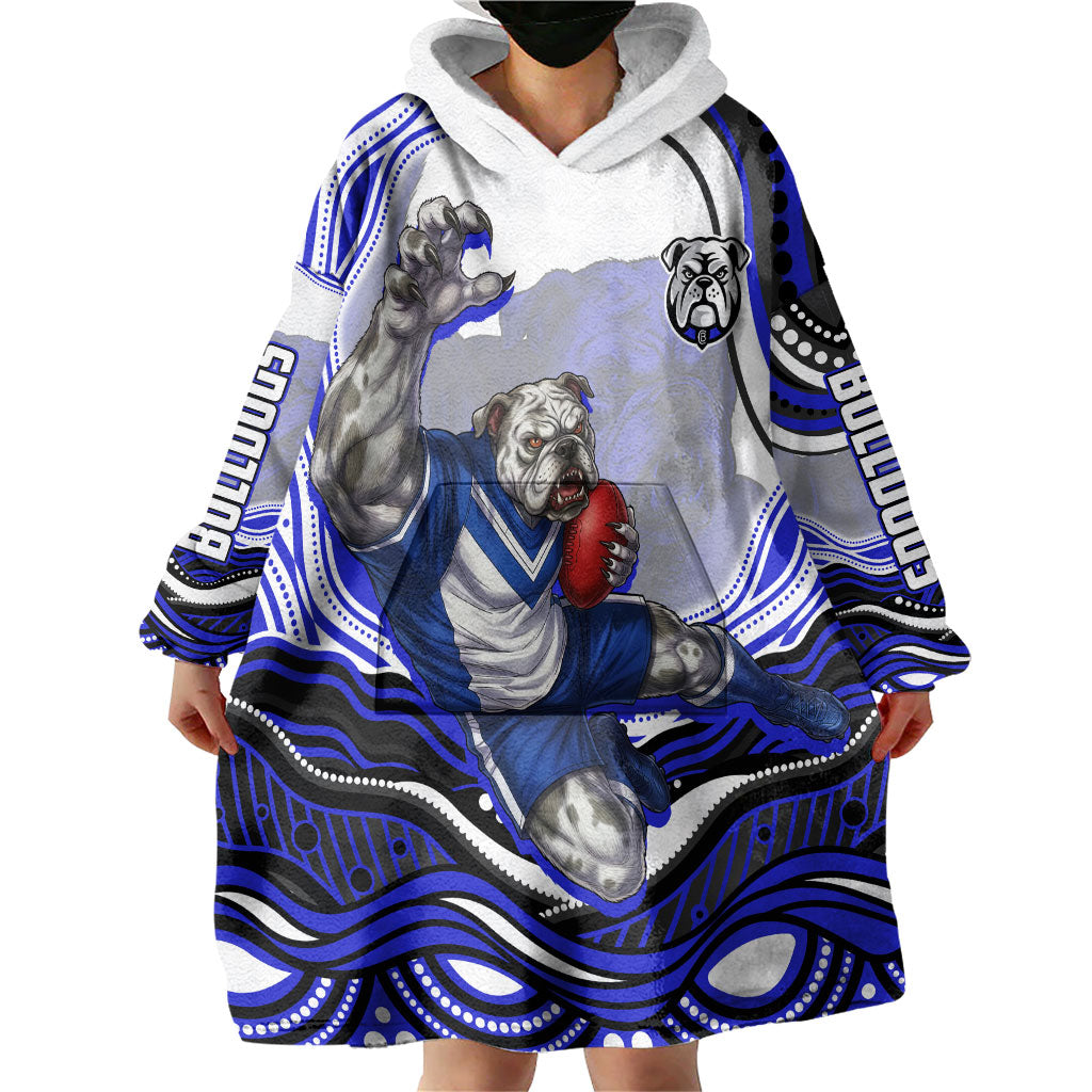Personalized Canterbury Bankstown Bulldogs Wearable Blanket Hoodie Aboriginal Dot Art - Dreamtime Rugby Mascot