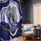 Personalized Canterbury Bankstown Bulldogs Window Curtain Aboriginal Dot Art - Dreamtime Rugby Mascot