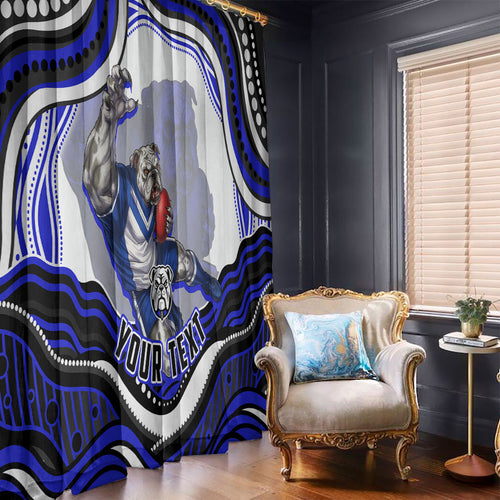 Personalized Canterbury Bankstown Bulldogs Window Curtain Aboriginal Dot Art - Dreamtime Rugby Mascot