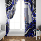 Personalized Canterbury Bankstown Bulldogs Window Curtain Aboriginal Dot Art - Dreamtime Rugby Mascot
