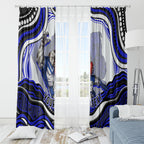 Personalized Canterbury Bankstown Bulldogs Window Curtain Aboriginal Dot Art - Dreamtime Rugby Mascot