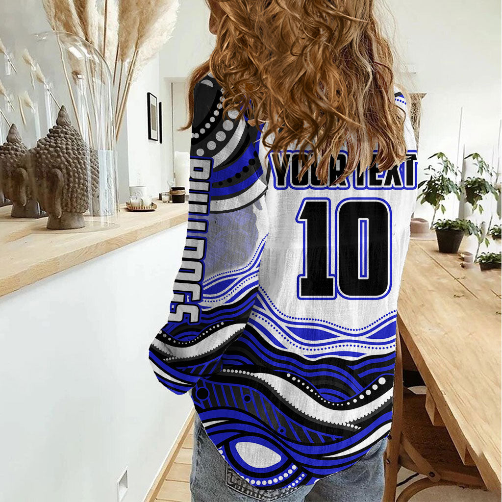 Personalized Canterbury Bankstown Bulldogs Women Casual Shirt Aboriginal Dot Art - Dreamtime Rugby Mascot