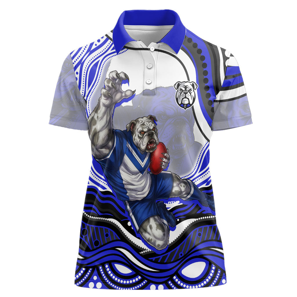 Personalized Canterbury Bankstown Bulldogs Women Polo Shirt Aboriginal Dot Art - Dreamtime Rugby Mascot