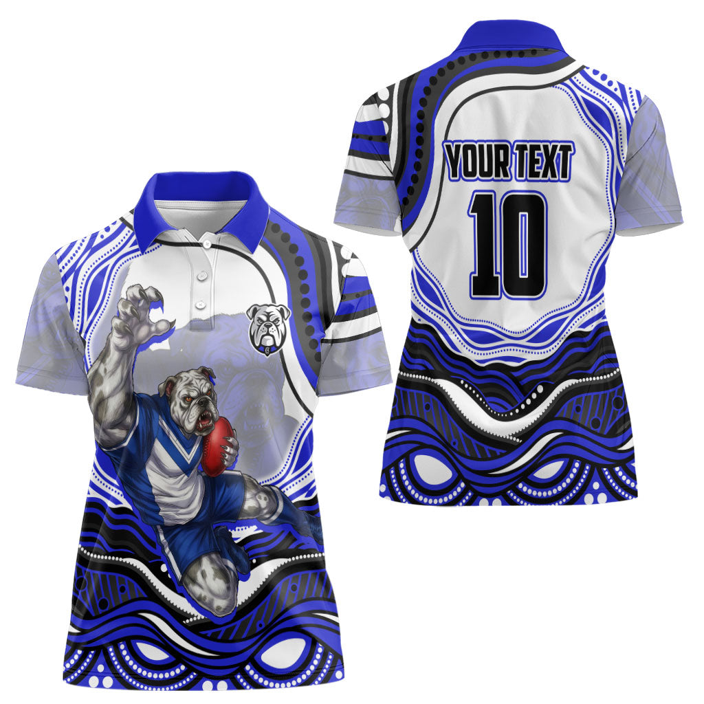 Personalized Canterbury Bankstown Bulldogs Women Polo Shirt Aboriginal Dot Art - Dreamtime Rugby Mascot