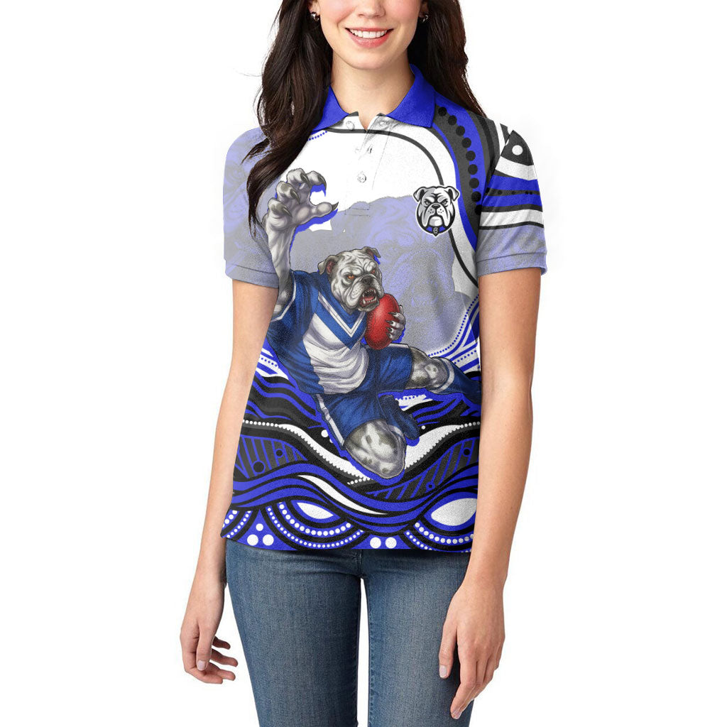 Personalized Canterbury Bankstown Bulldogs Women Polo Shirt Aboriginal Dot Art - Dreamtime Rugby Mascot