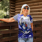 Personalized Canterbury Bankstown Bulldogs Women Polo Shirt Aboriginal Dot Art - Dreamtime Rugby Mascot