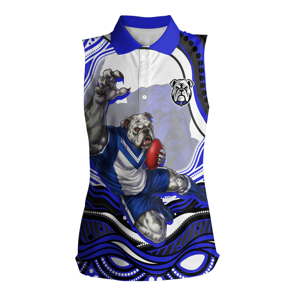 Personalized Canterbury Bankstown Bulldogs Women Sleeveless Polo Shirt Aboriginal Dot Art - Dreamtime Rugby Mascot