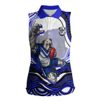 Personalized Canterbury Bankstown Bulldogs Women Sleeveless Polo Shirt Aboriginal Dot Art - Dreamtime Rugby Mascot