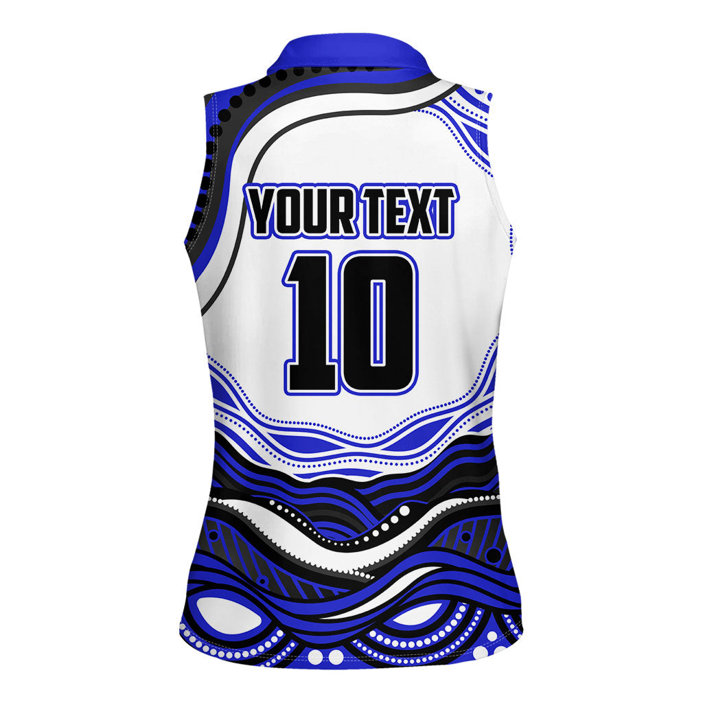 Personalized Canterbury Bankstown Bulldogs Women Sleeveless Polo Shirt Aboriginal Dot Art - Dreamtime Rugby Mascot