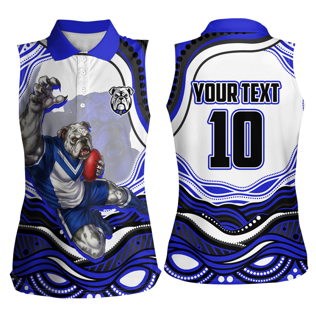 Personalized Canterbury Bankstown Bulldogs Women Sleeveless Polo Shirt Aboriginal Dot Art - Dreamtime Rugby Mascot