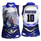 Personalized Canterbury Bankstown Bulldogs Women Sleeveless Polo Shirt Aboriginal Dot Art - Dreamtime Rugby Mascot