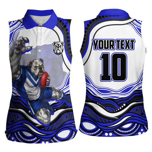 Personalized Canterbury Bankstown Bulldogs Women Sleeveless Polo Shirt Aboriginal Dot Art - Dreamtime Rugby Mascot