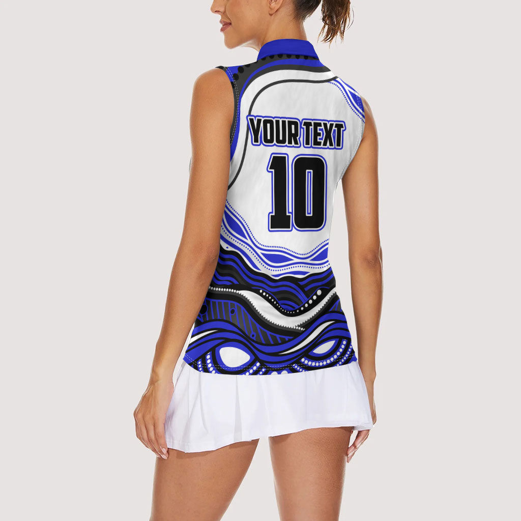 Personalized Canterbury Bankstown Bulldogs Women Sleeveless Polo Shirt Aboriginal Dot Art - Dreamtime Rugby Mascot